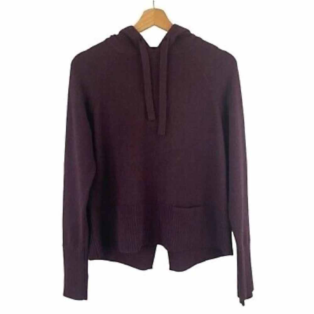 ATHLETA Verona Wool Auberge Purple Washable Merino Wool Mix Hoodie Sweater XXS